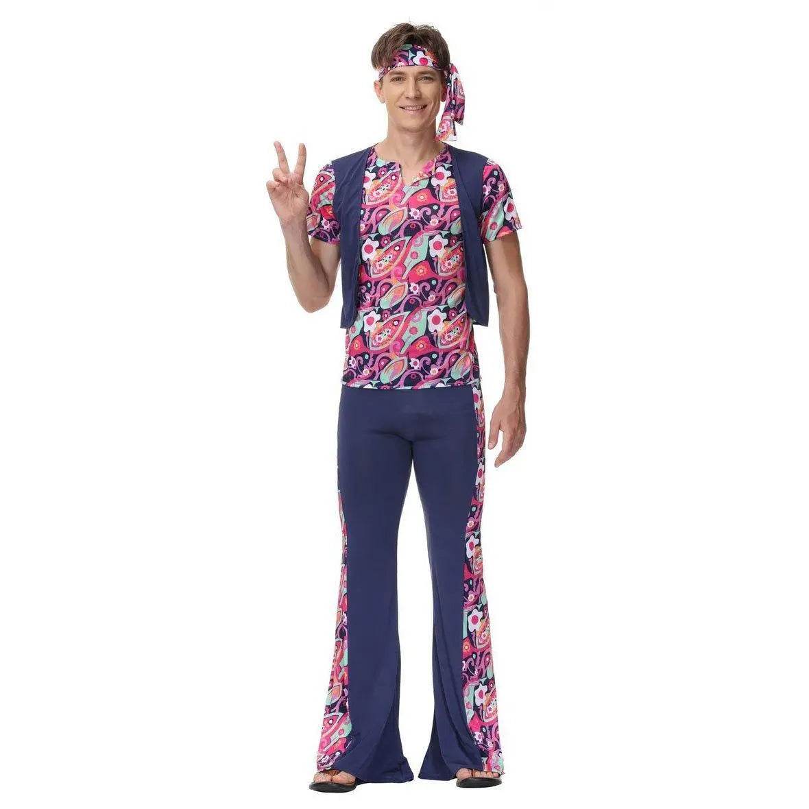 1970s Retro Disco Couple Hippie Hhip Hop Stage Costume Women Men Fancy Dress Halloween - Ecosfun