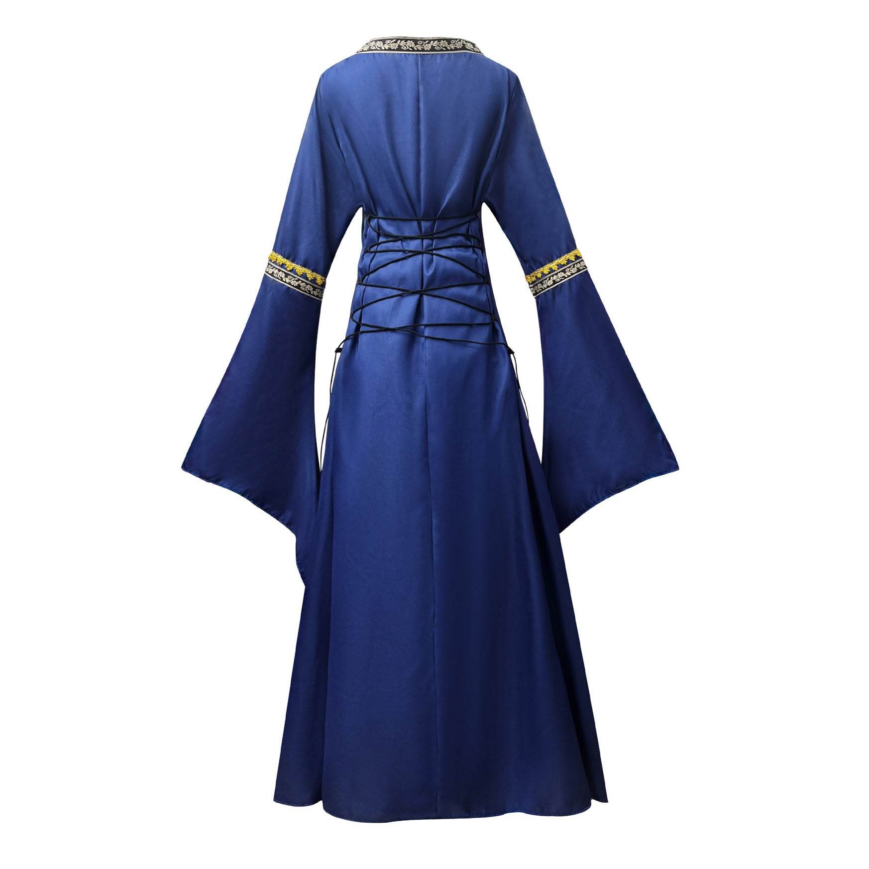 Gothic Retro Medieval Court Women Dresses Robe trumpet Long Sleeve - Ecosfun
