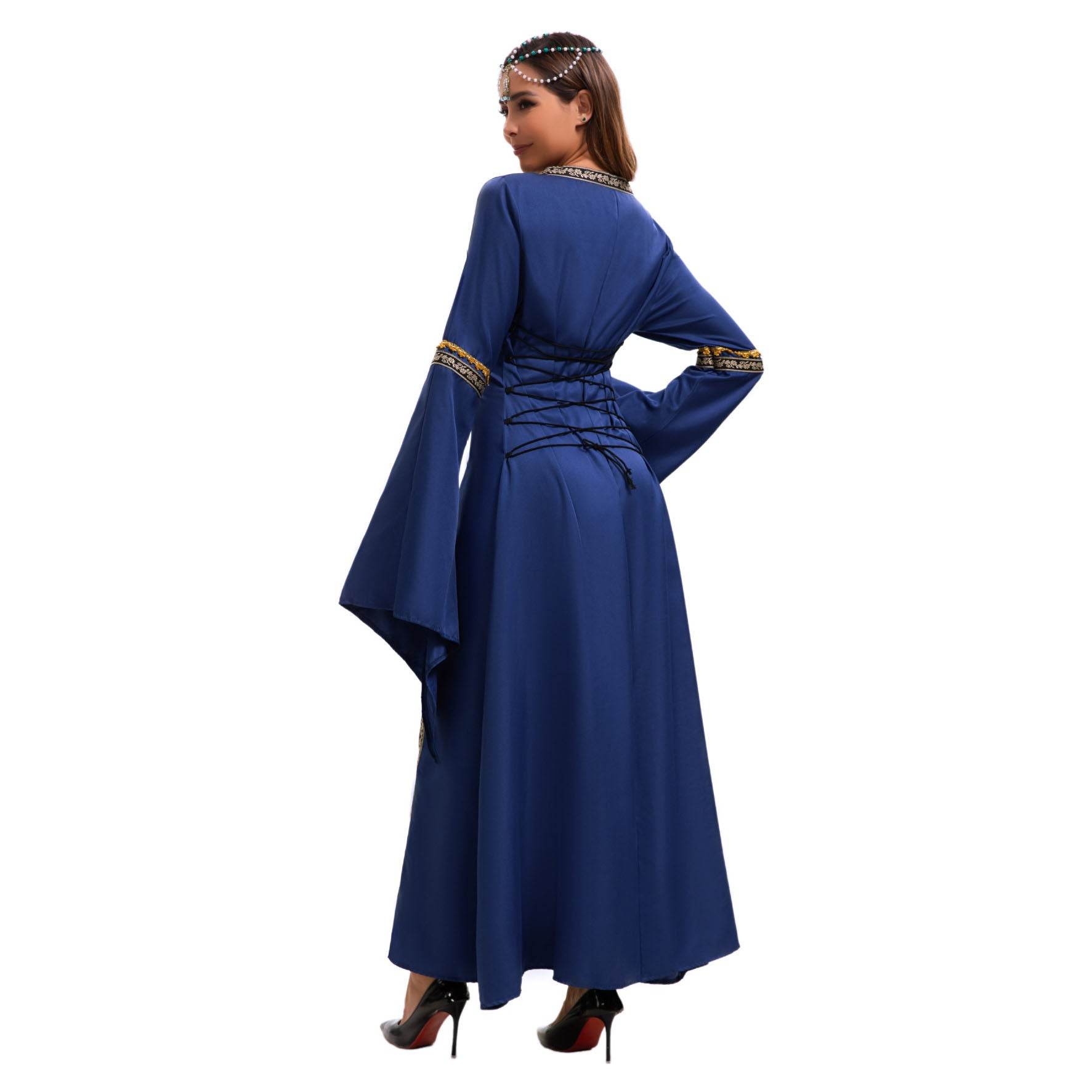 Gothic Retro Medieval Court Women Dresses Robe trumpet Long Sleeve - Ecosfun