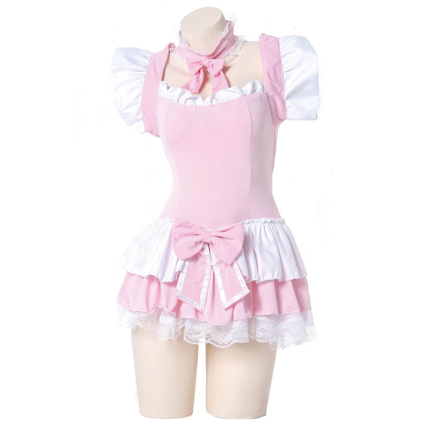 Pink Maid Uniform Role Play Sexy Performance Stage Costume - Ecosfun