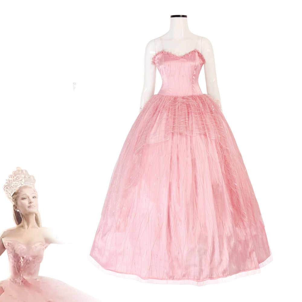 Wicked Glinda Women Pink Dress Outfit Carnival Halloween Cosplay Costume