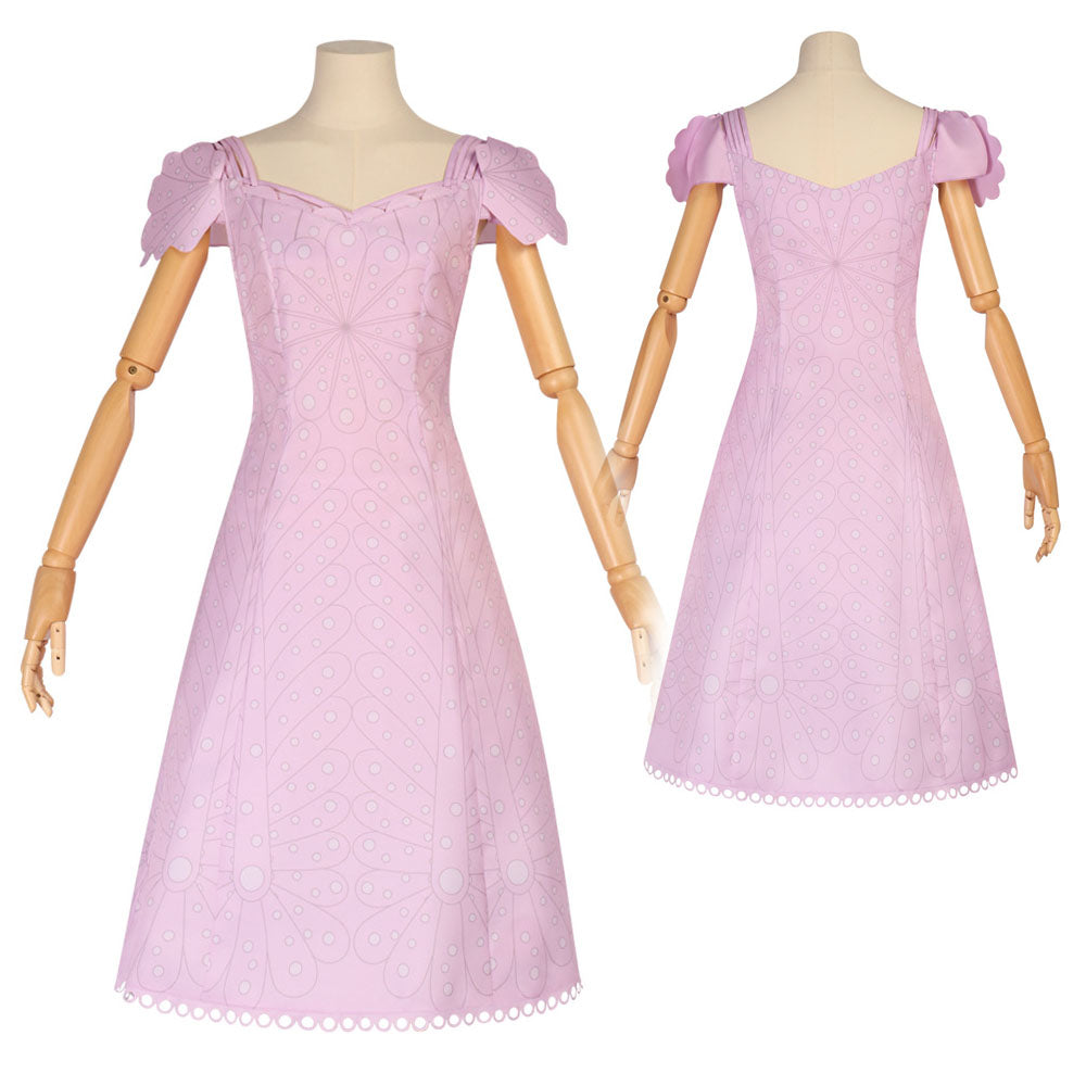 Wicked Glinda Women Pink Short Dress Outfit Carnival Cosplay Costume