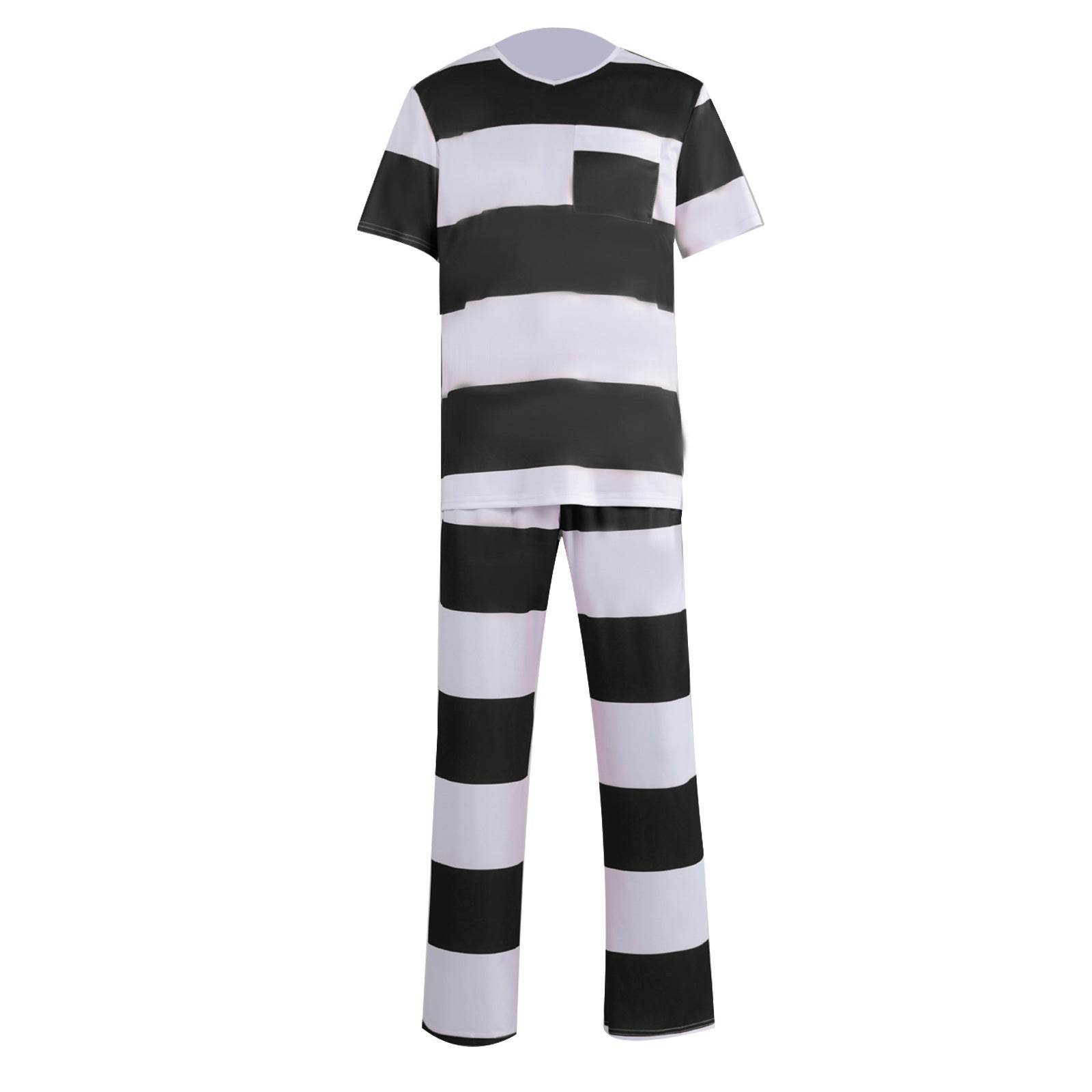 Halloween prison striped prisoner uniform role play adult costume - Ecosfun