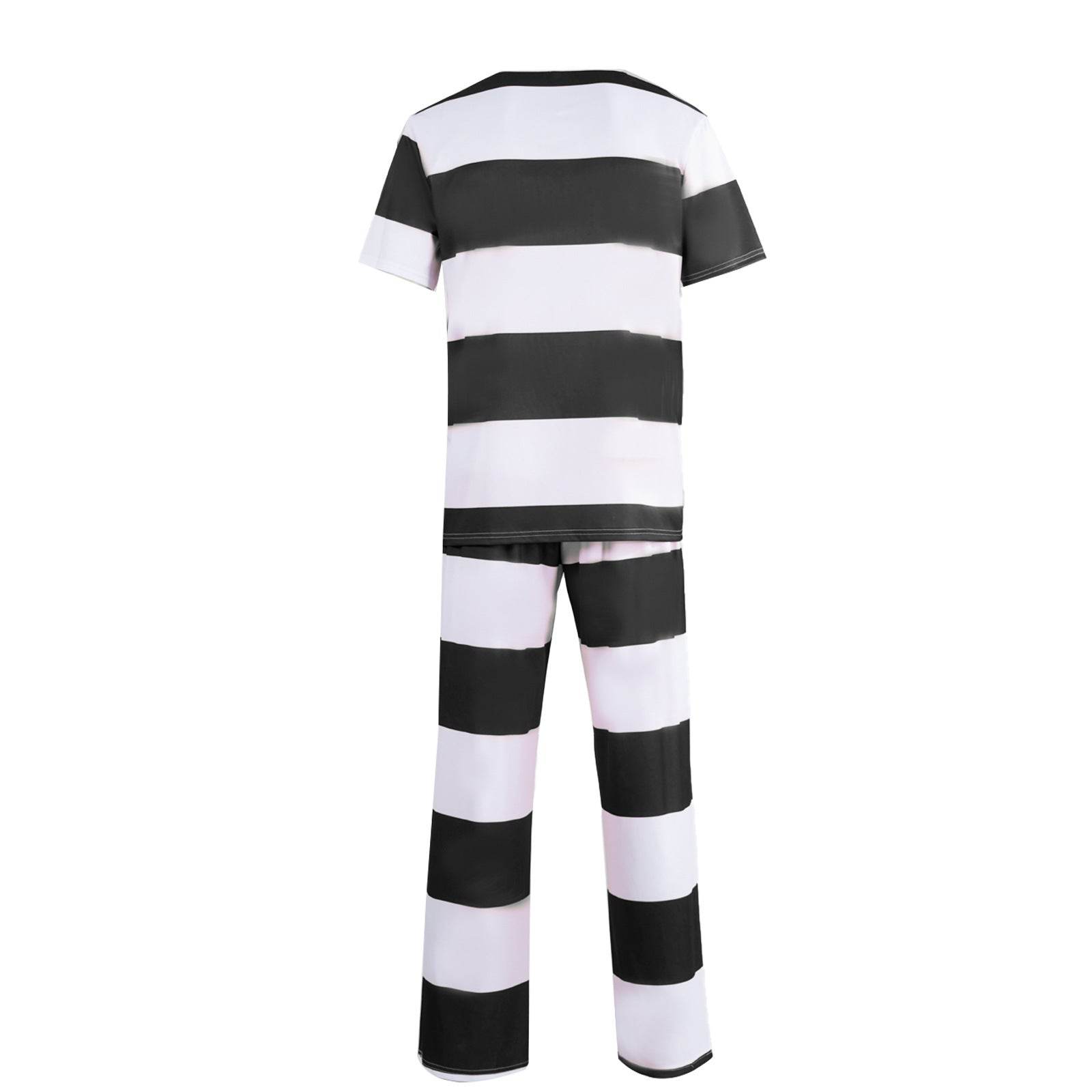 Halloween prison striped prisoner uniform role play adult costume - Ecosfun