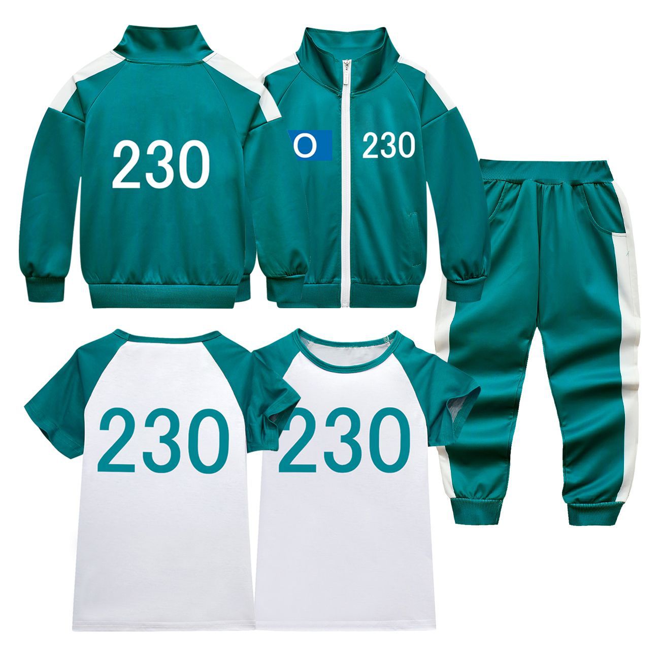 Adult Kids Players Tracksuit Game Costume Squid Cosplay Green Jacket Shirt