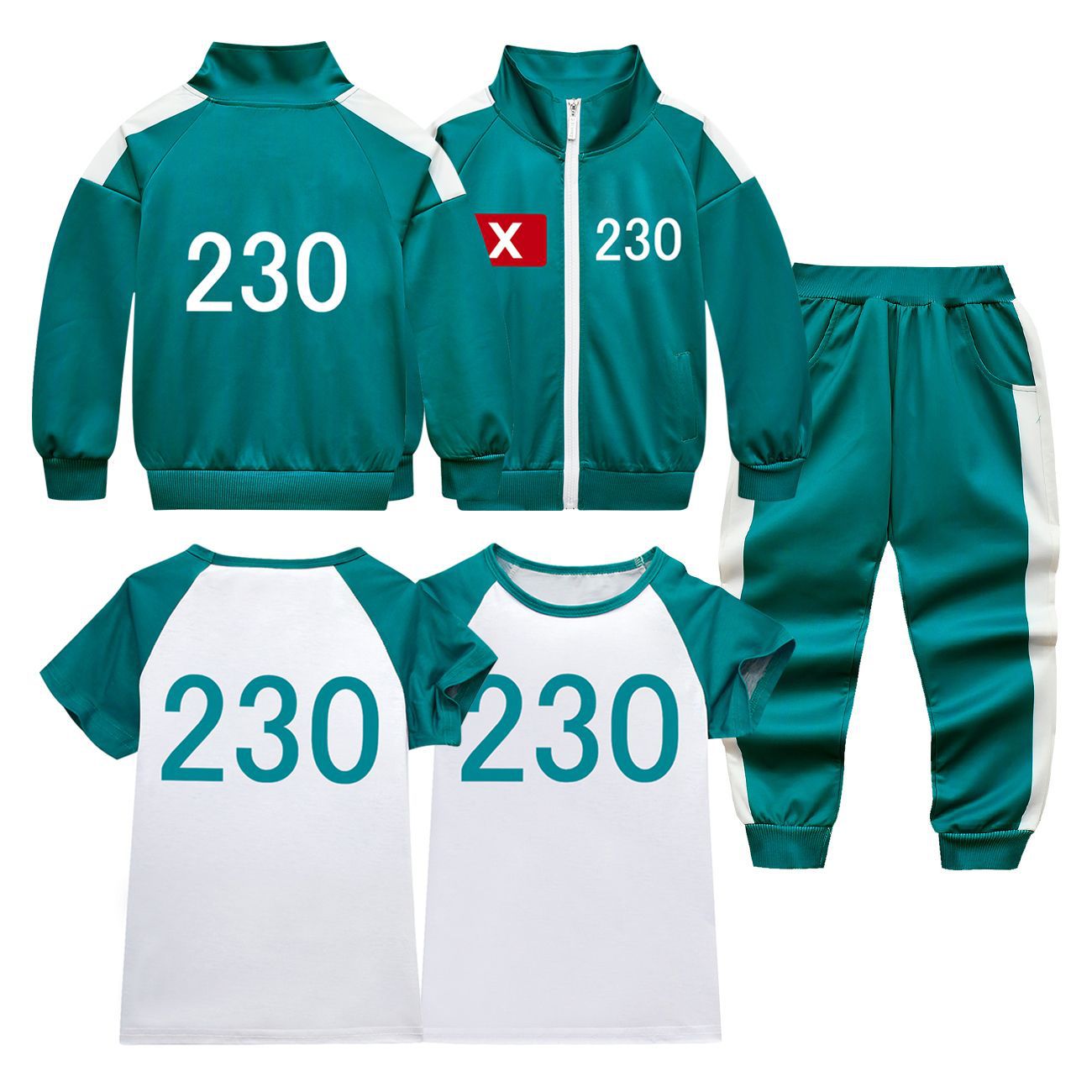 Adult Kids Players Tracksuit Game Costume Squid Cosplay Green Jacket Shirt