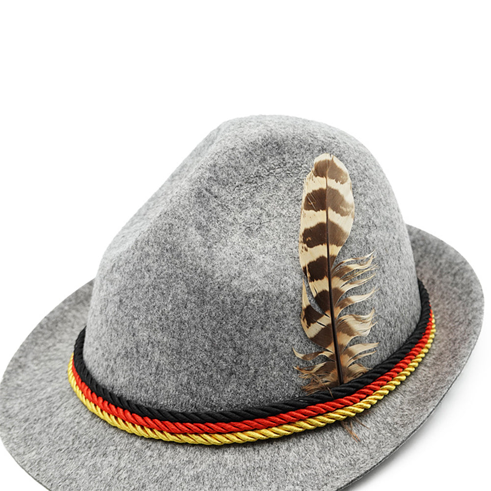 Munich beer German Alpine Panama Jazz Feather Hat Halloween