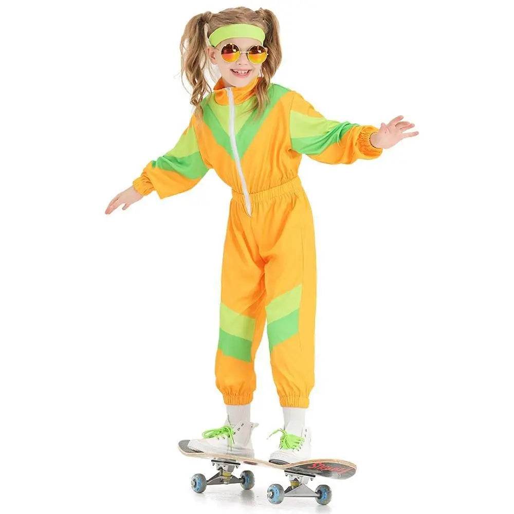 80s Retro Disco Costumes Fancy Dress Cosplay Halloween Jumpsuit For Kids - Ecosfun