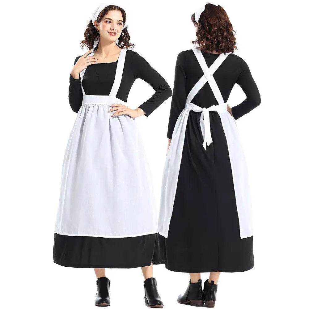 Adult Female French Manor Maid Costume Retro Halloween Dress - Ecosfun