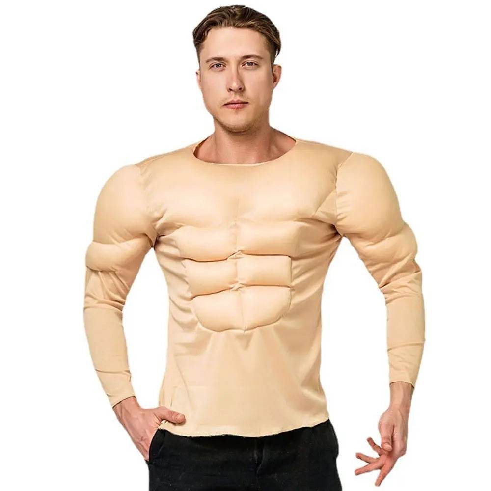 Adult Muscle T-Shirt Costume Funny Fake Abs Costume Masquerade Cosplay - Ecosfun