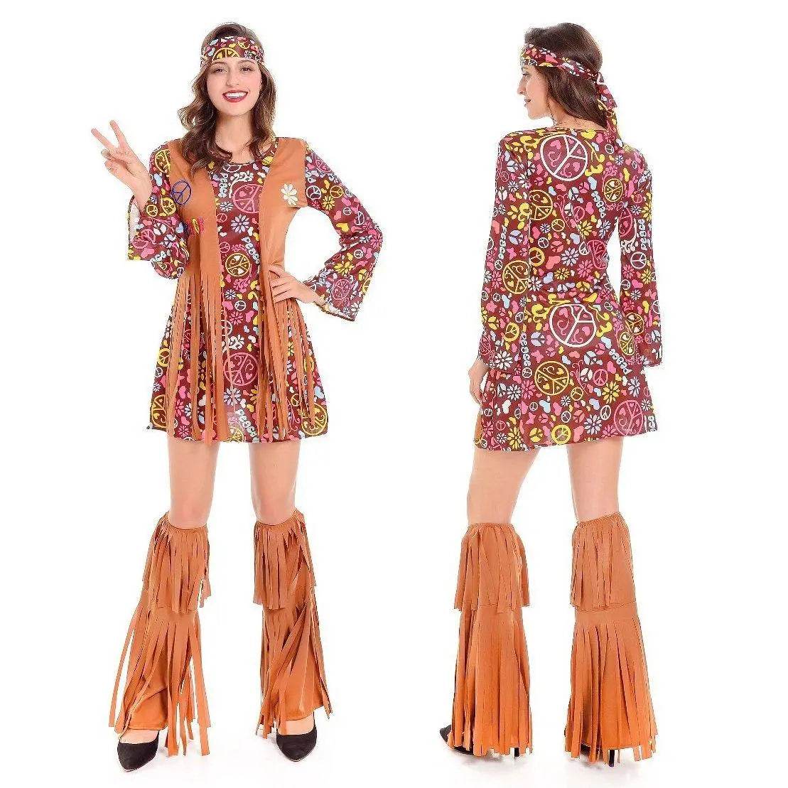 Adult Peace and Love Hippie Costume Party Halloween Women's Tassel - Ecosfun