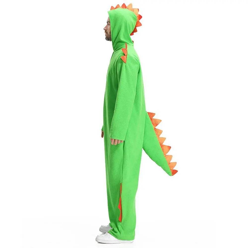 Cute Green Big Tail Dinosaur Animal Adult Jumpsuit Cosplay Costume Carnival - Ecosfun