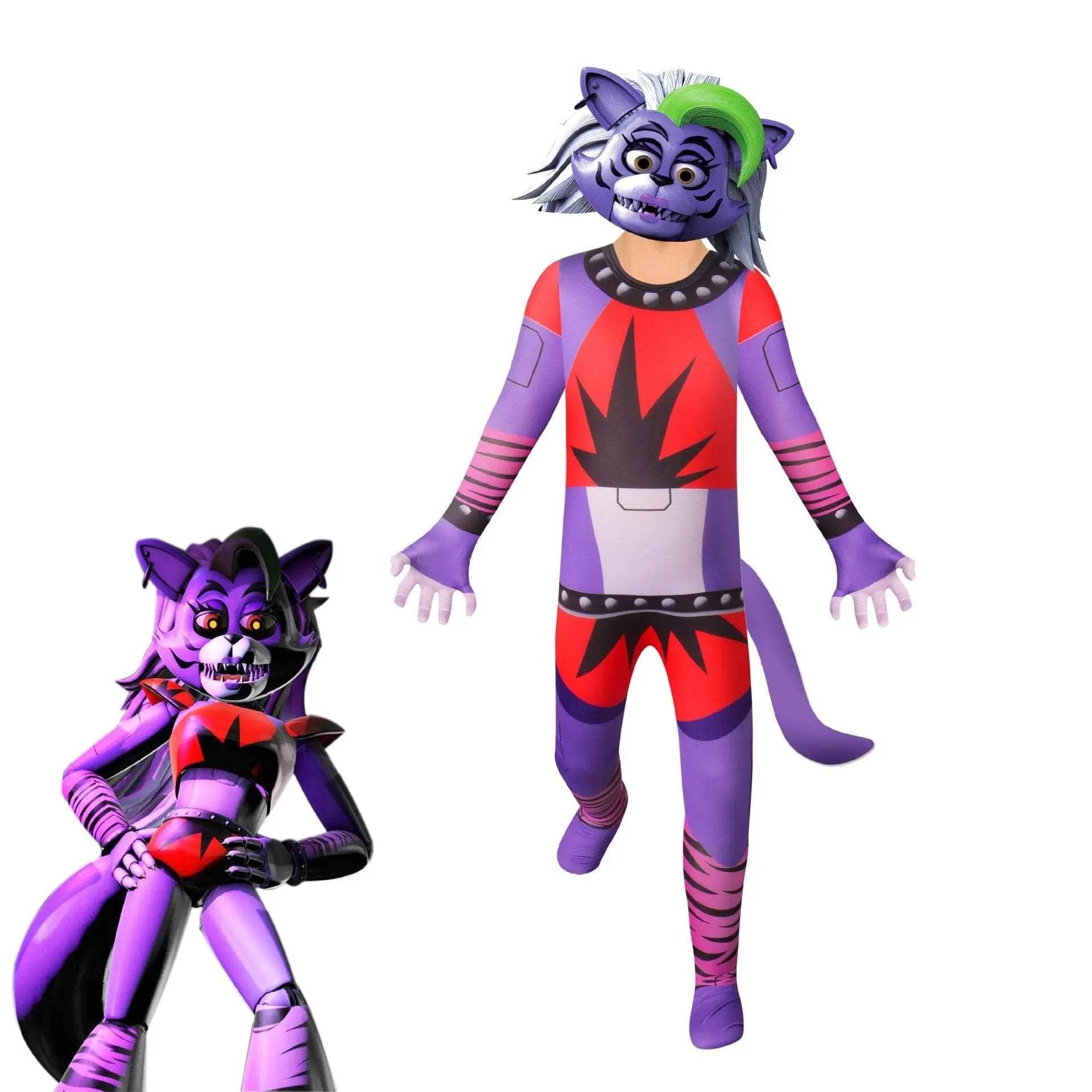 FNAF Wolf Cosplay Costume Halloween Party Jumpsuit Romper Outfit Dress Up For Kids Boys - Ecosfun