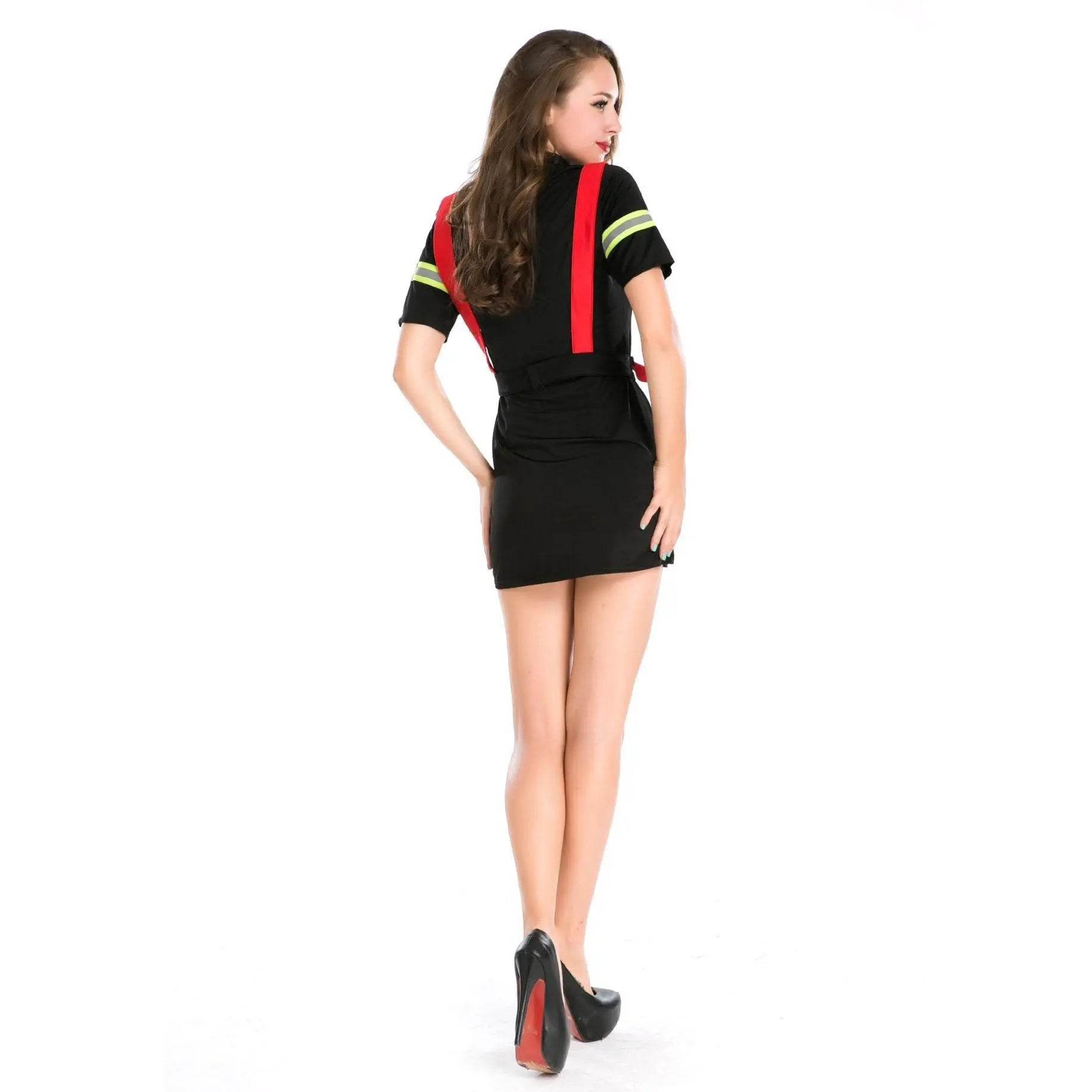 Female Firefighter Fancy Dress Party Costume - Ecosfun