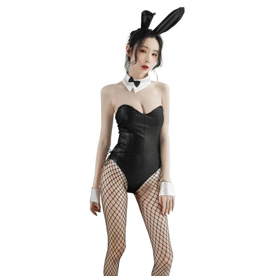 Fever Bunny Costume jumpsuit Patent leather uniform - Ecosfun