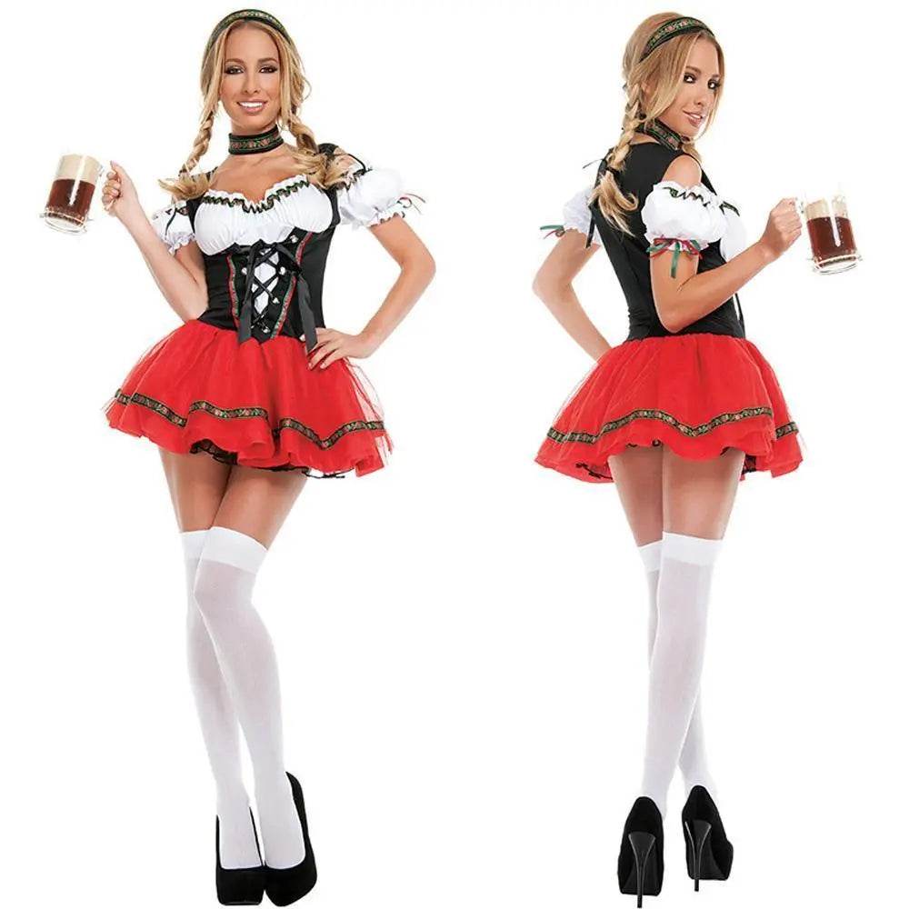 German Oktoberfest Outfit Beer Uniform Maid Cosplay Costume Fancy Dress - Ecosfun