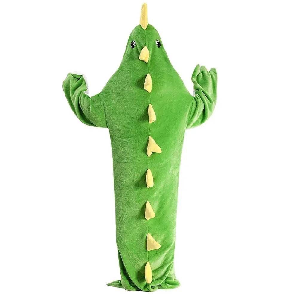 Green Dinosaur Animal Sleeping Bag Loose Onesies Pajamas Adult Super Soft Fleece Hoodie - Ecosfun