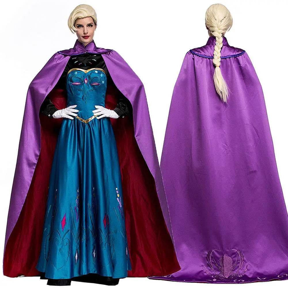 Halloween Adult Snow Queen Anna Cosplay Costume Dress - Ecosfun