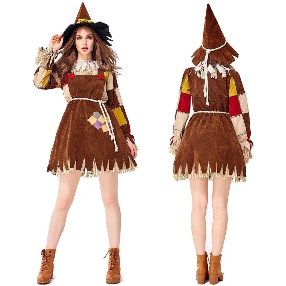 Halloween The Wizard of OZ Scarecrow Dress Cosplay Costume for Women - Ecosfun
