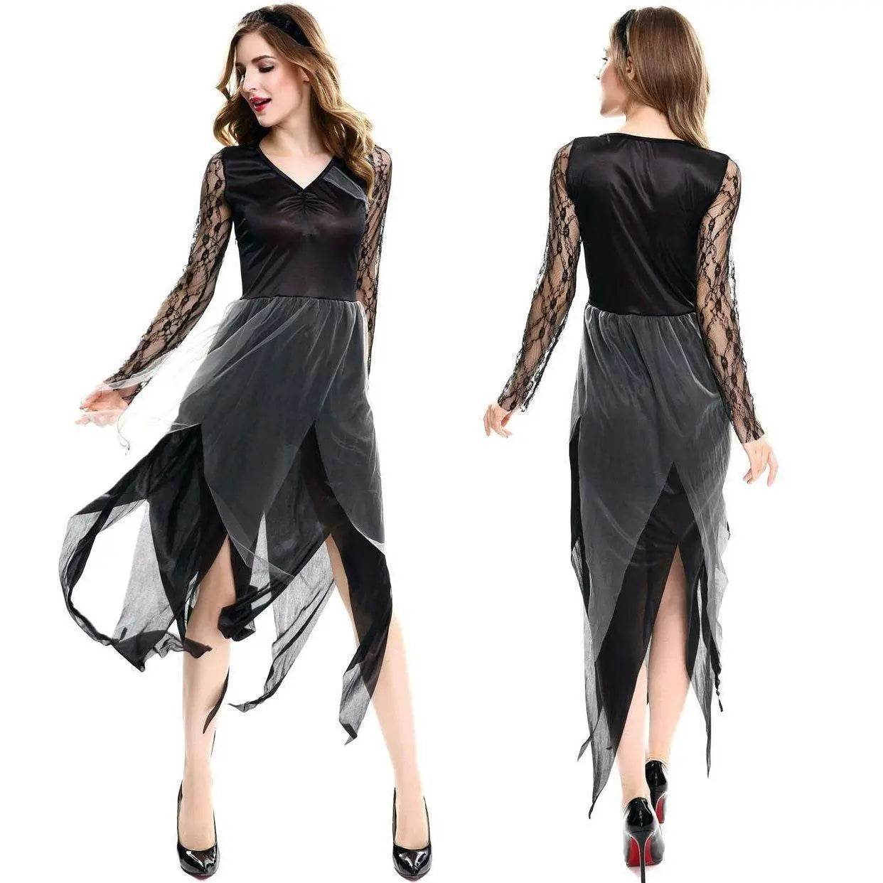 Halloween vampire dress gauze ghost bride costume cosplay stage play female zombie dress uniform - Ecosfun