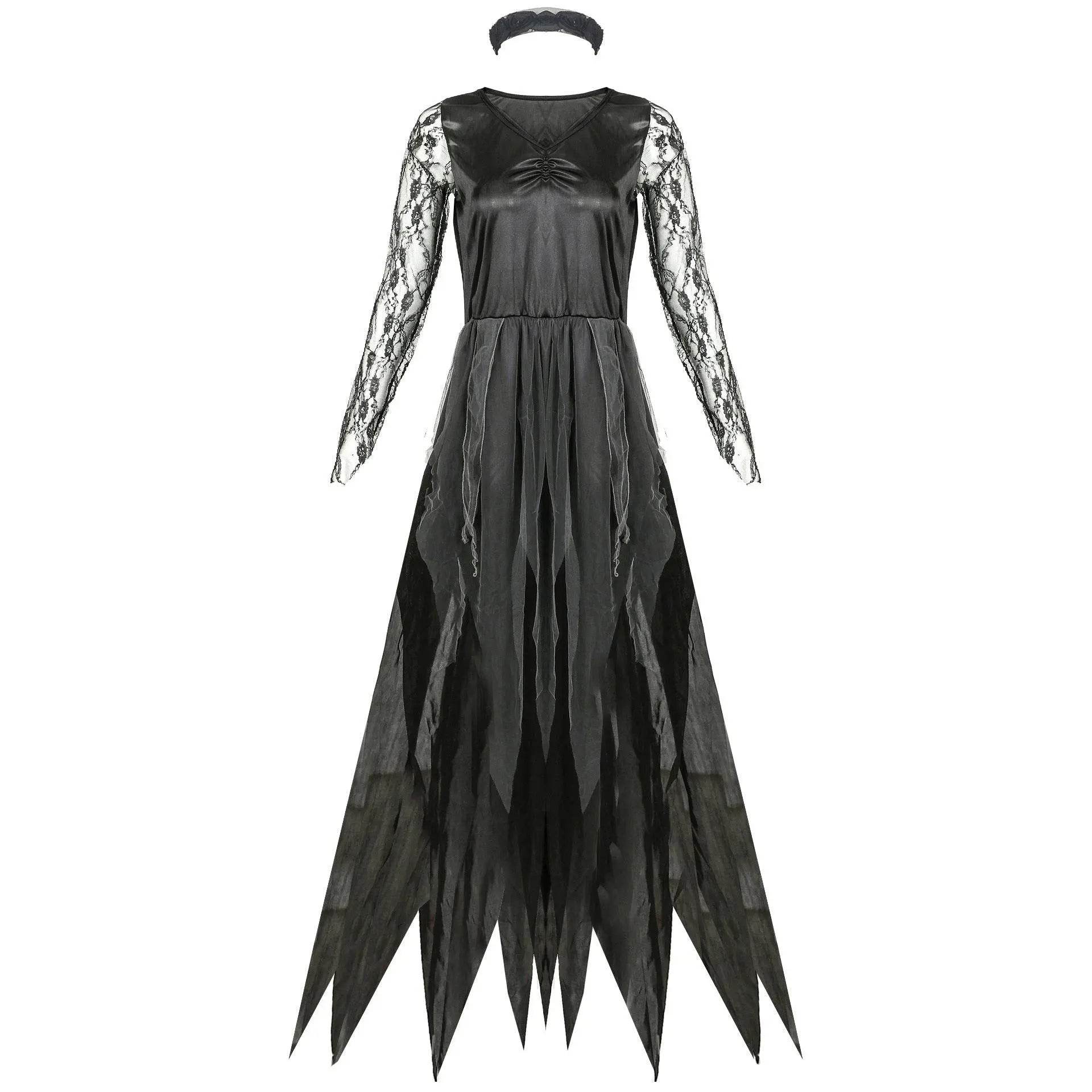 Halloween vampire dress gauze ghost bride costume cosplay stage play female zombie dress uniform - Ecosfun