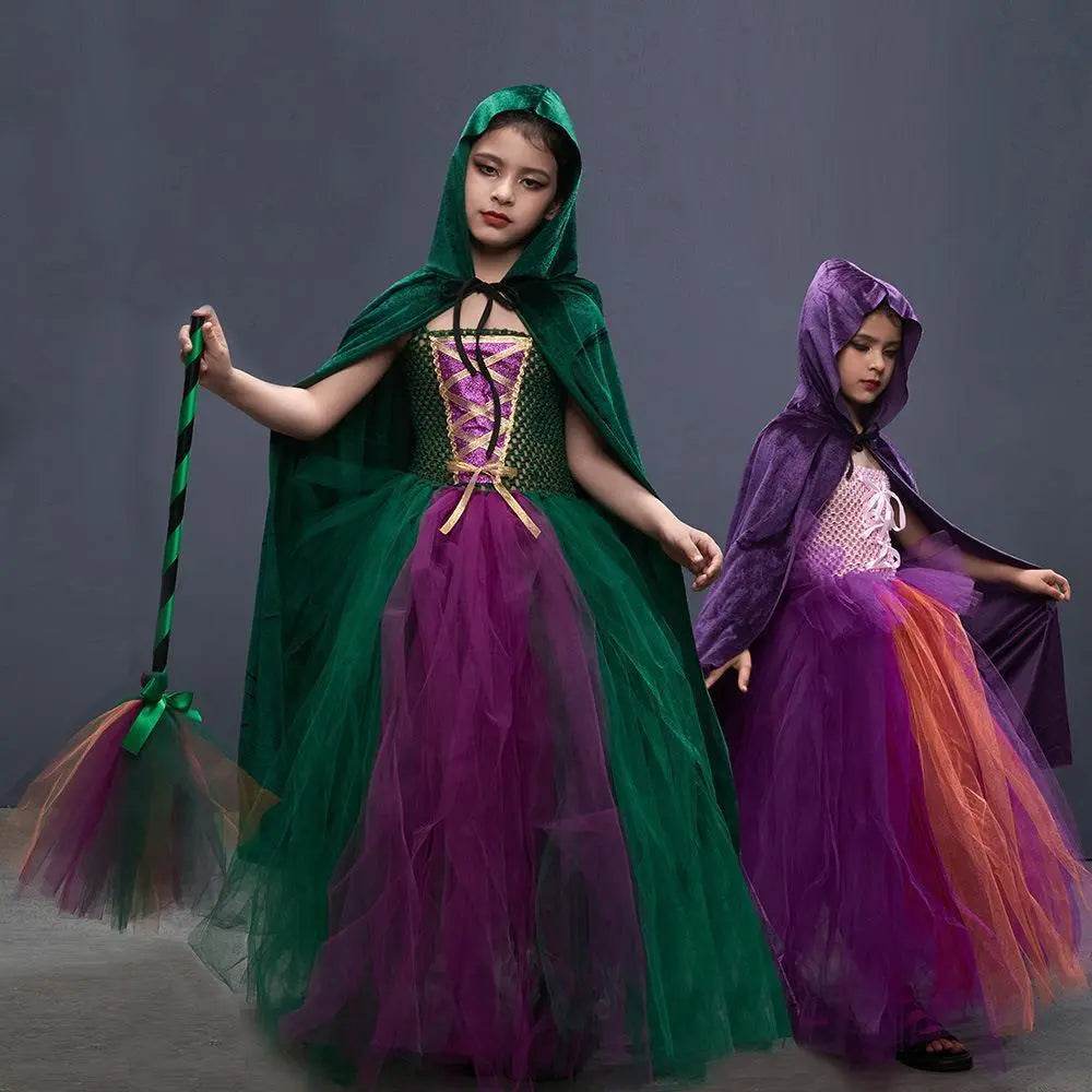 Hocus Pocus Sanderson Winifred Sarah Mary Costume sisters Tutu Dress for kids Girl Halloween Party Gift - Ecosfun