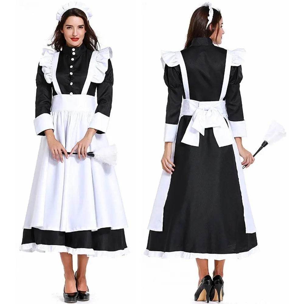 Housekeeper French maid costume German maid costume black and white long skirt unisex - Ecosfun