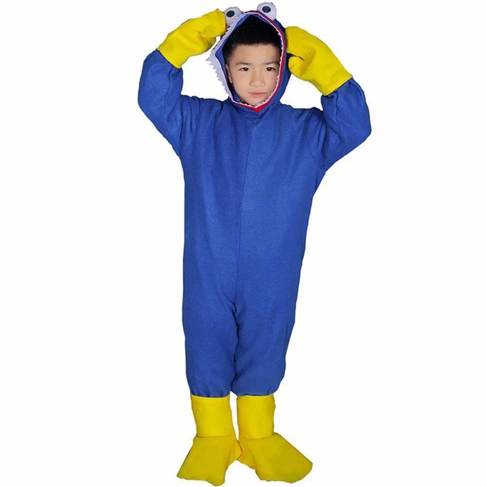 Huggy-Wuggy Cosplay Costume Poppy-Playtime Jumpsuit Onesie Halloween Outfit for Kids Boys Girls - Ecosfun