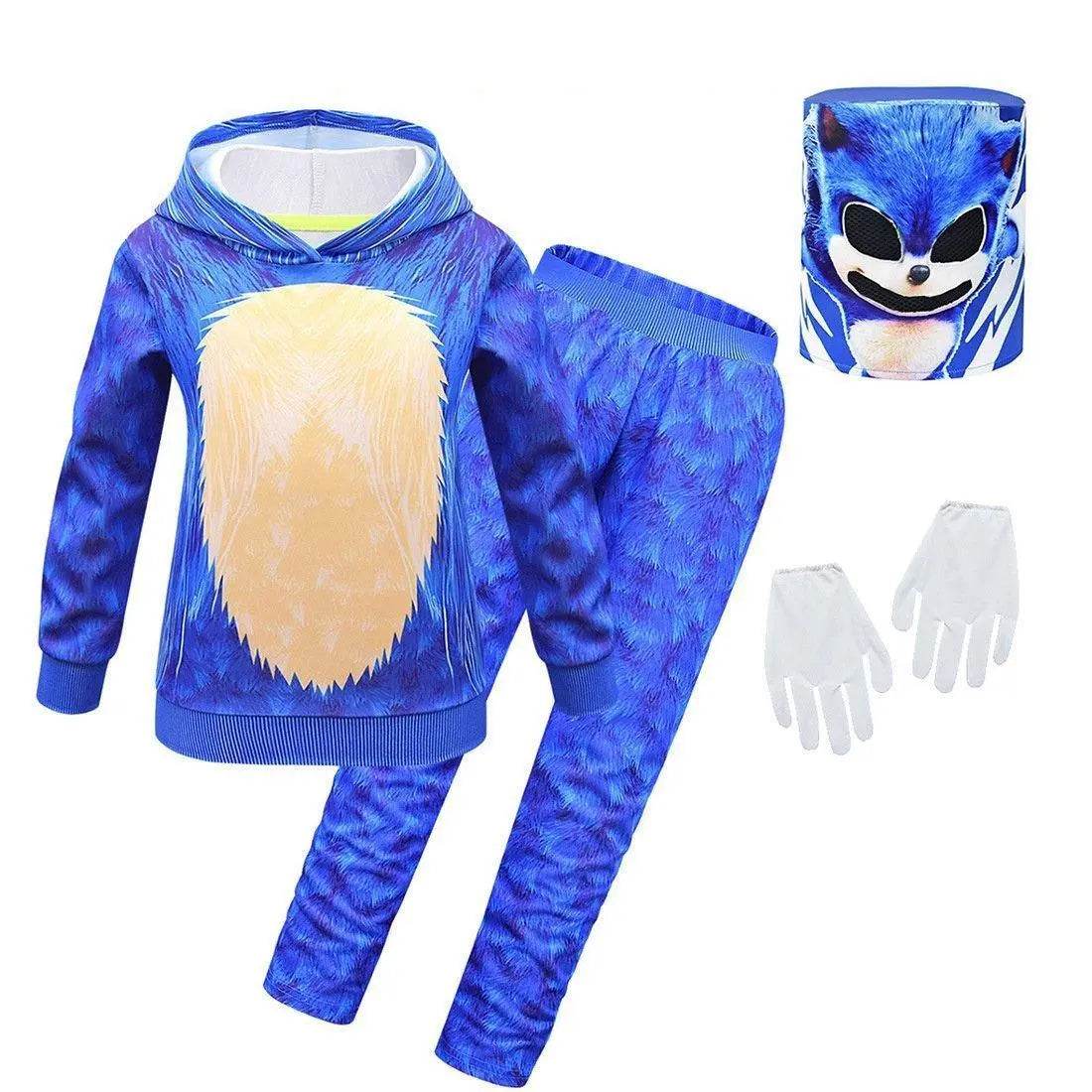 Kids Anime Sonic The Hedgehog Costume Game Halloween Boy Girls Hoodies Pants Sets Outfits - Ecosfun
