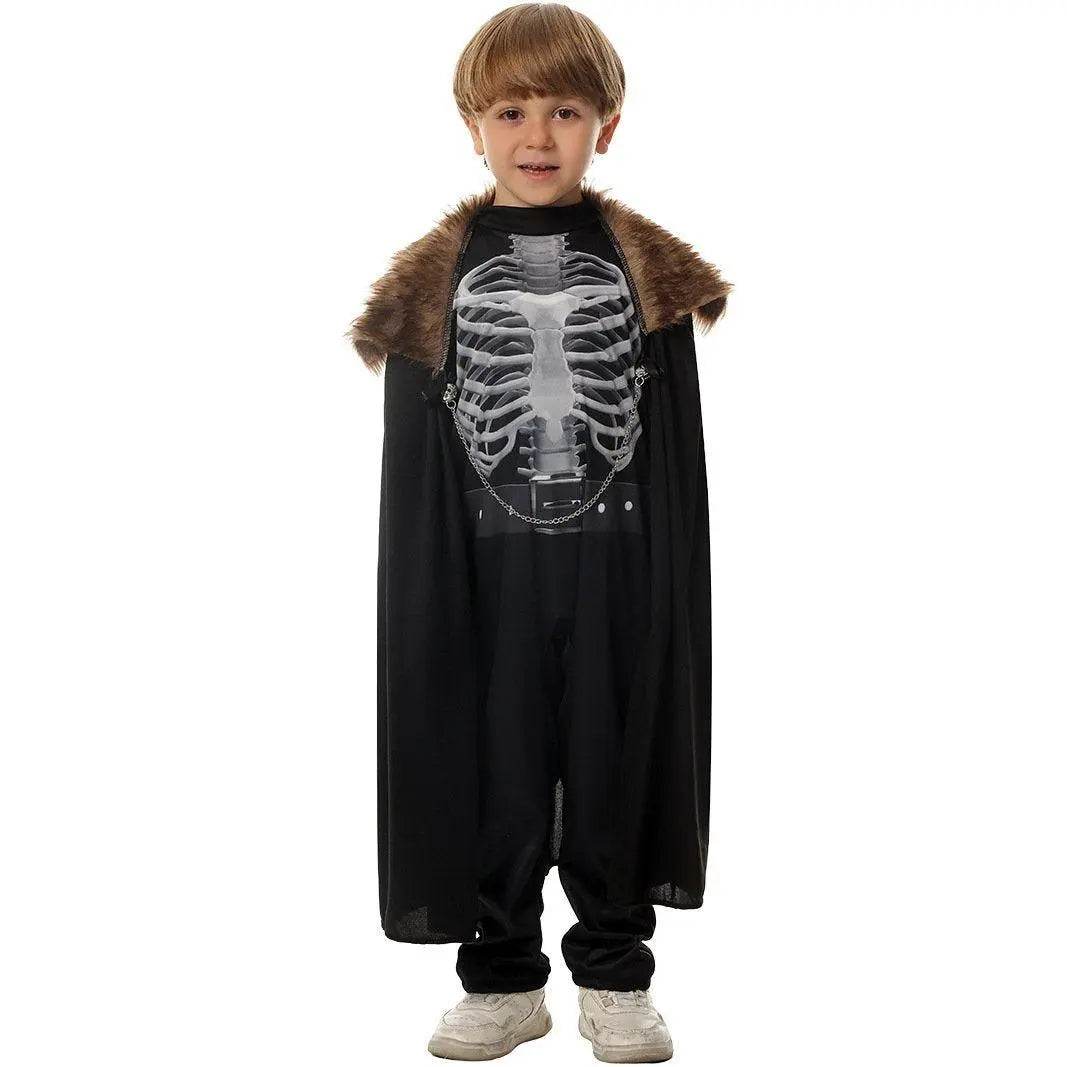 Kids Skeleton Knight Cosplay Costume Scary Halloween Kindergarten Stage Performance Outfit - Ecosfun