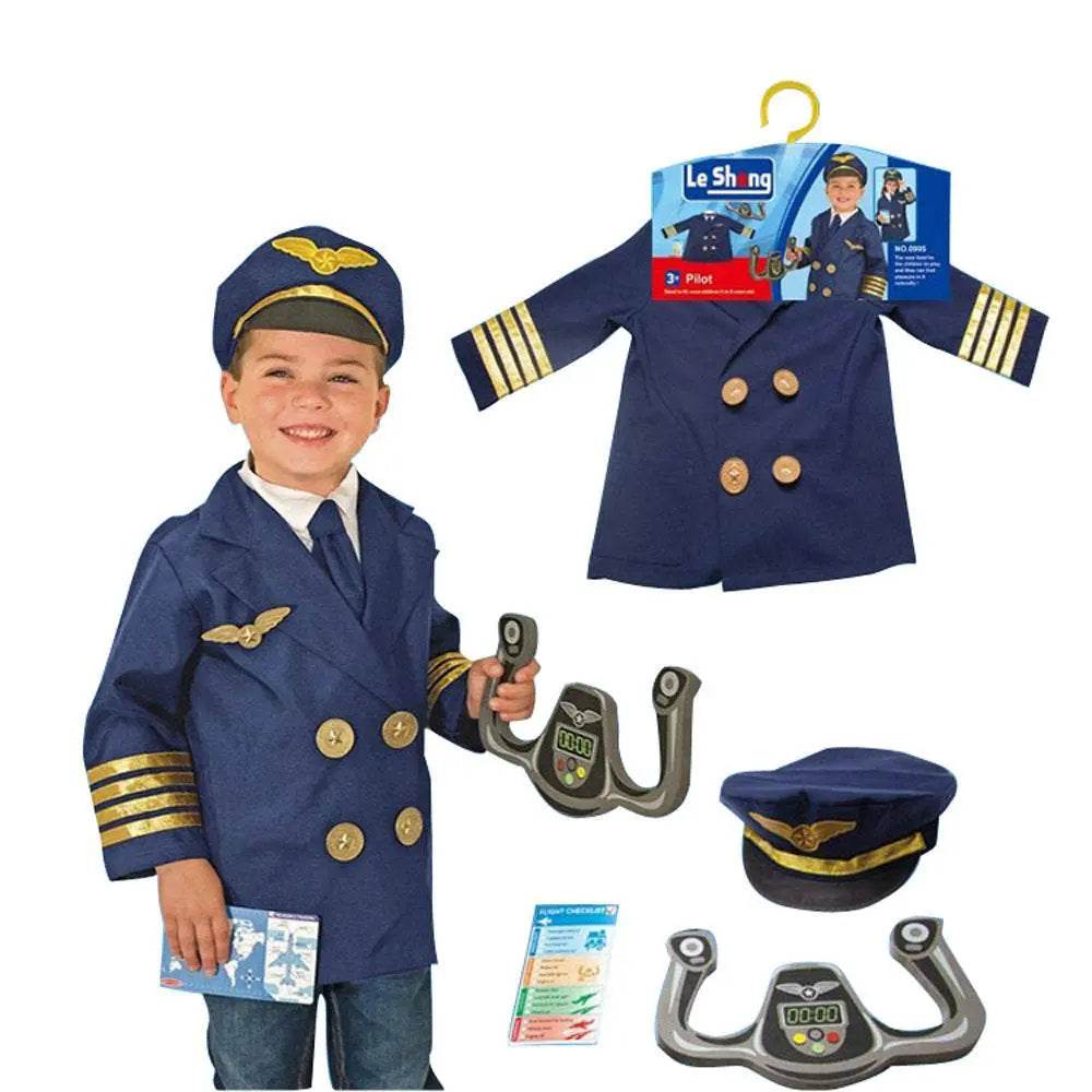 Pilot Aviator Cosplay Outfits Halloween Costume Set for Kids - Ecosfun