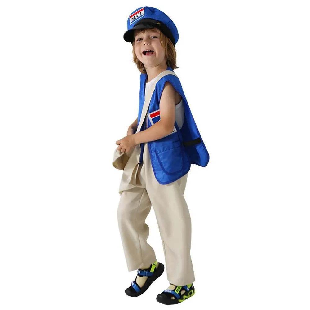 Postman Courier Uniform Kids Party Suit Cosplay Costumes Halloween - Ecosfun