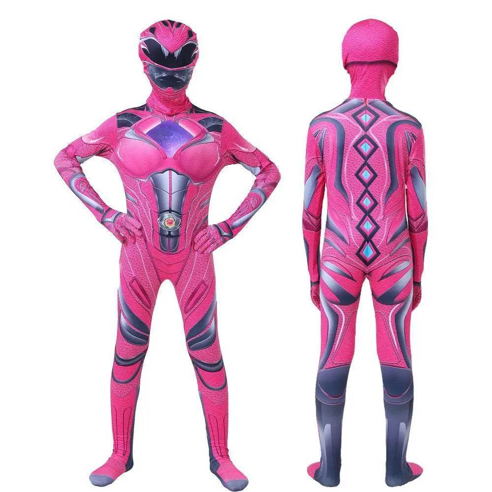 Power Rangers Cosplay Costume Dinosaur Suit Halloween Superhero Jumpsuit Outfit Dress Up For Kids Adult - Ecosfun