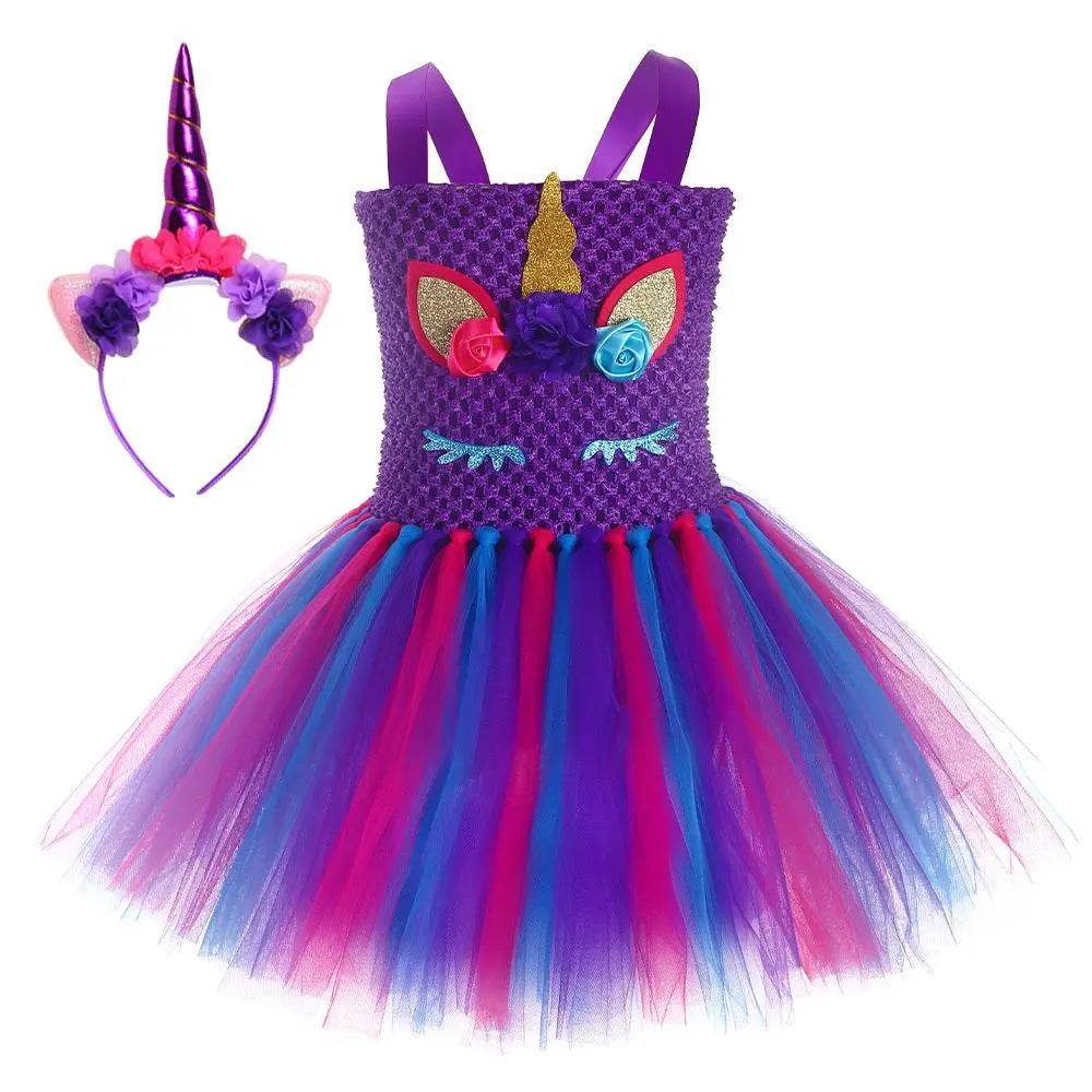 Princess Baoli Cosplay Costume Skirts Dress Children's Day Outfit Unicorn with Headband for Girls - Ecosfun