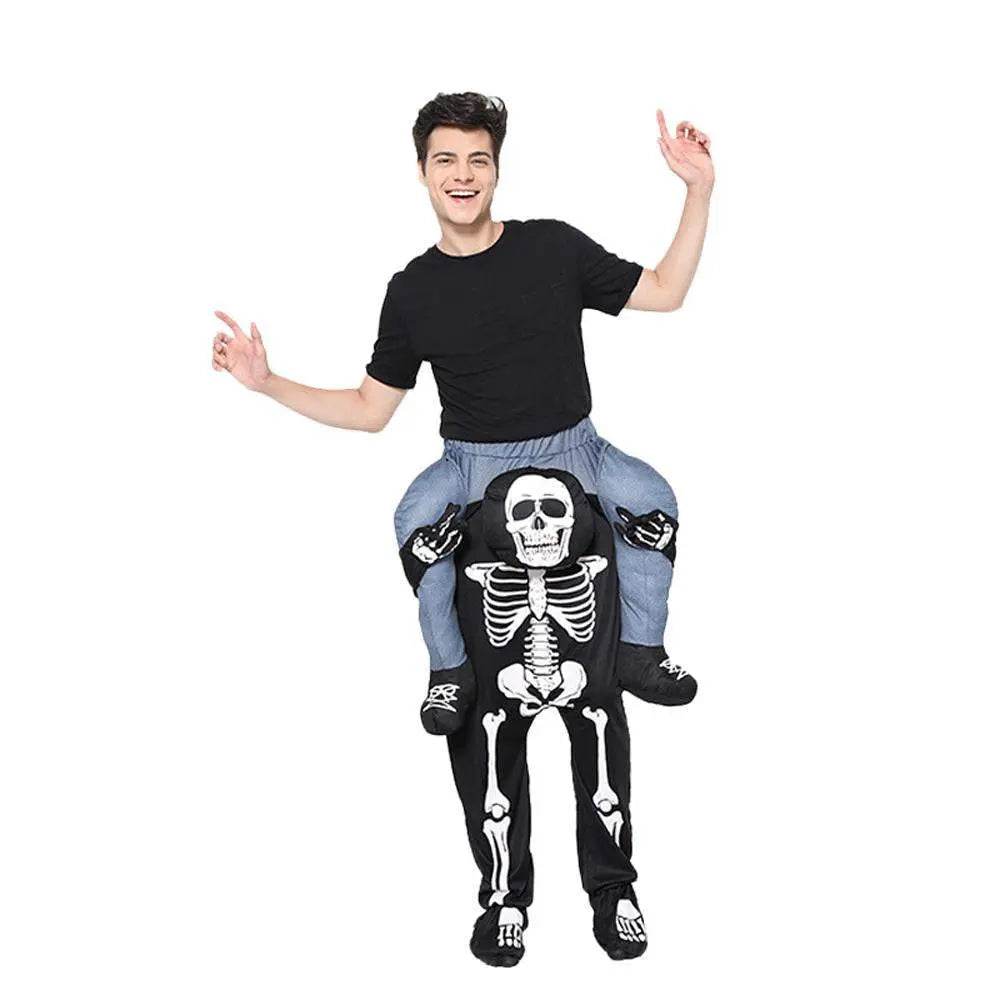 Skeleton Cosplay Costume Skull Shoulder Carry Halloween Party Stage Outfit Dress Up for Adults - Ecosfun