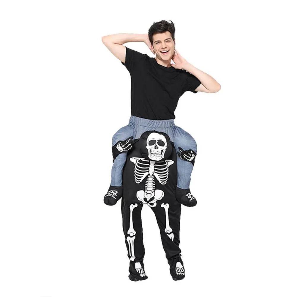 Skeleton Cosplay Costume Skull Shoulder Carry Halloween Party Stage Outfit Dress Up for Adults - Ecosfun