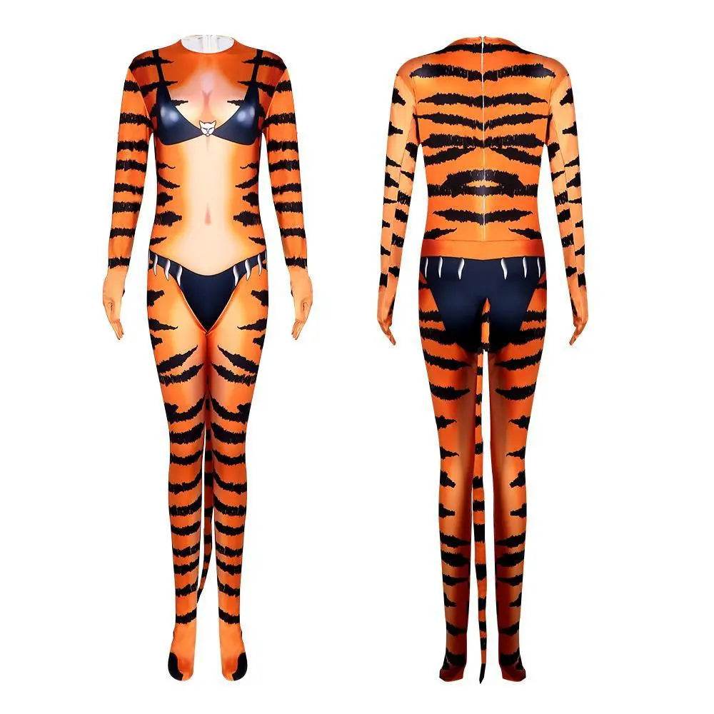 Tiger Stripes Animal Cosplay Zentai Costume Jumpsuit Bodysuit Outfits Adult - Ecosfun