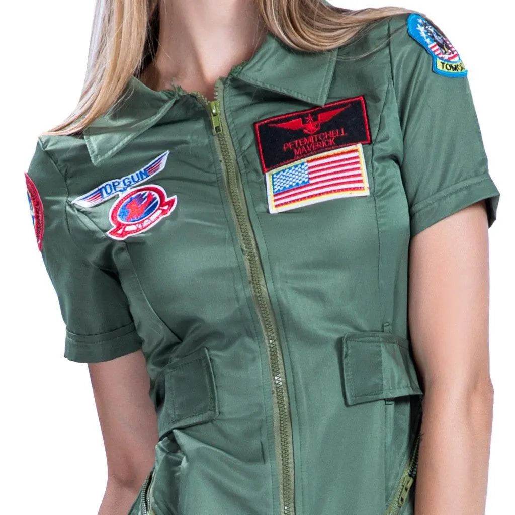 Top Gun Deluxe Ladies Uniform Costume Party Fancy Dress American Female Pilot Captain - Ecosfun