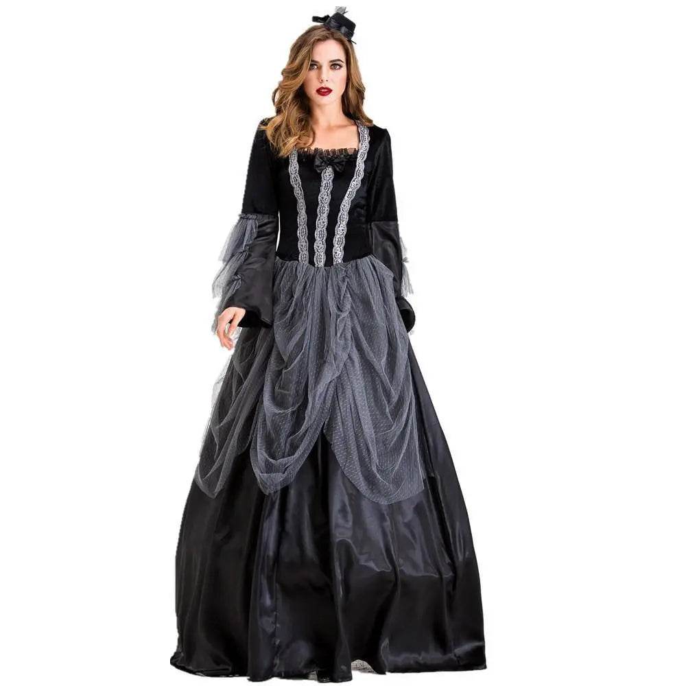 Vampires Costume Halloween Cosplay Dress Gothic Queen Outfit Gorgeous Elegant Witch Cosplay Costume - Ecosfun
