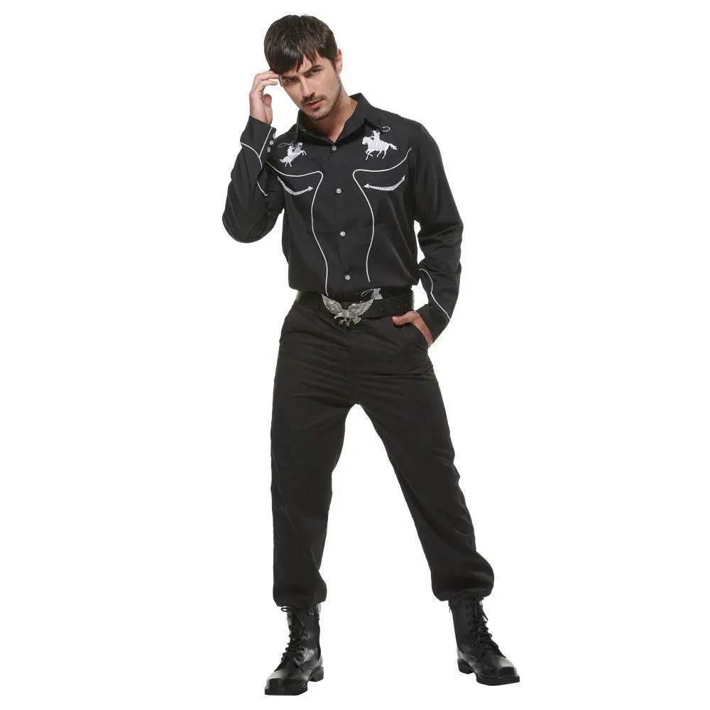 Western Cowboy Gunman Shirts Costume Cosplay Halloween Bar Party Drama wild west fancy dress For Men - Ecosfun