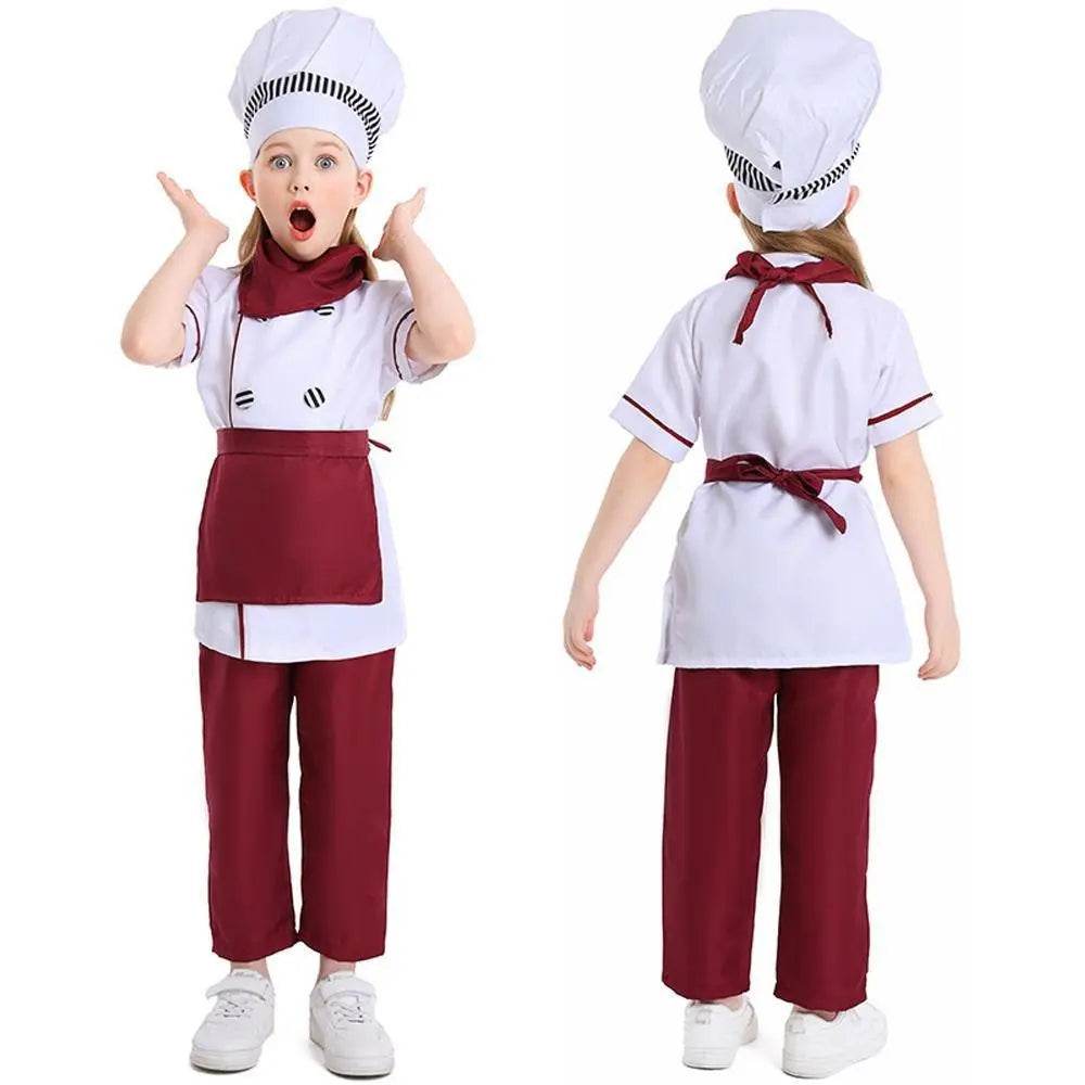 Western pastry chef costume for Kids Apron and Hat Set Cooking Baking - Ecosfun
