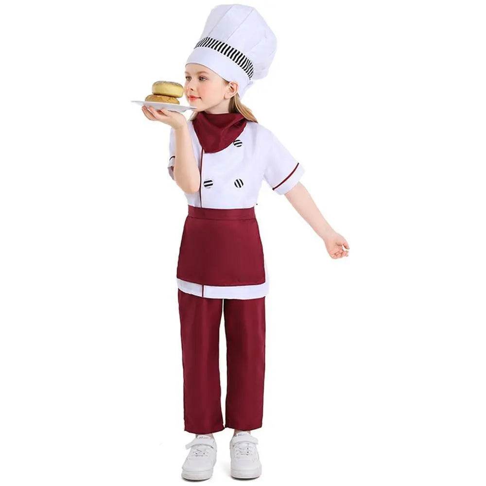Western pastry chef costume for Kids Apron and Hat Set Cooking Baking - Ecosfun