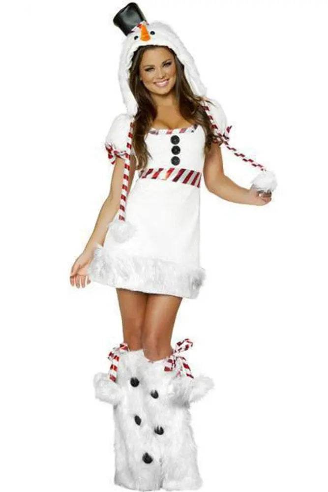 White Snowman Costume Woman Dress Halloween Christmas Party Wear - Ecosfun