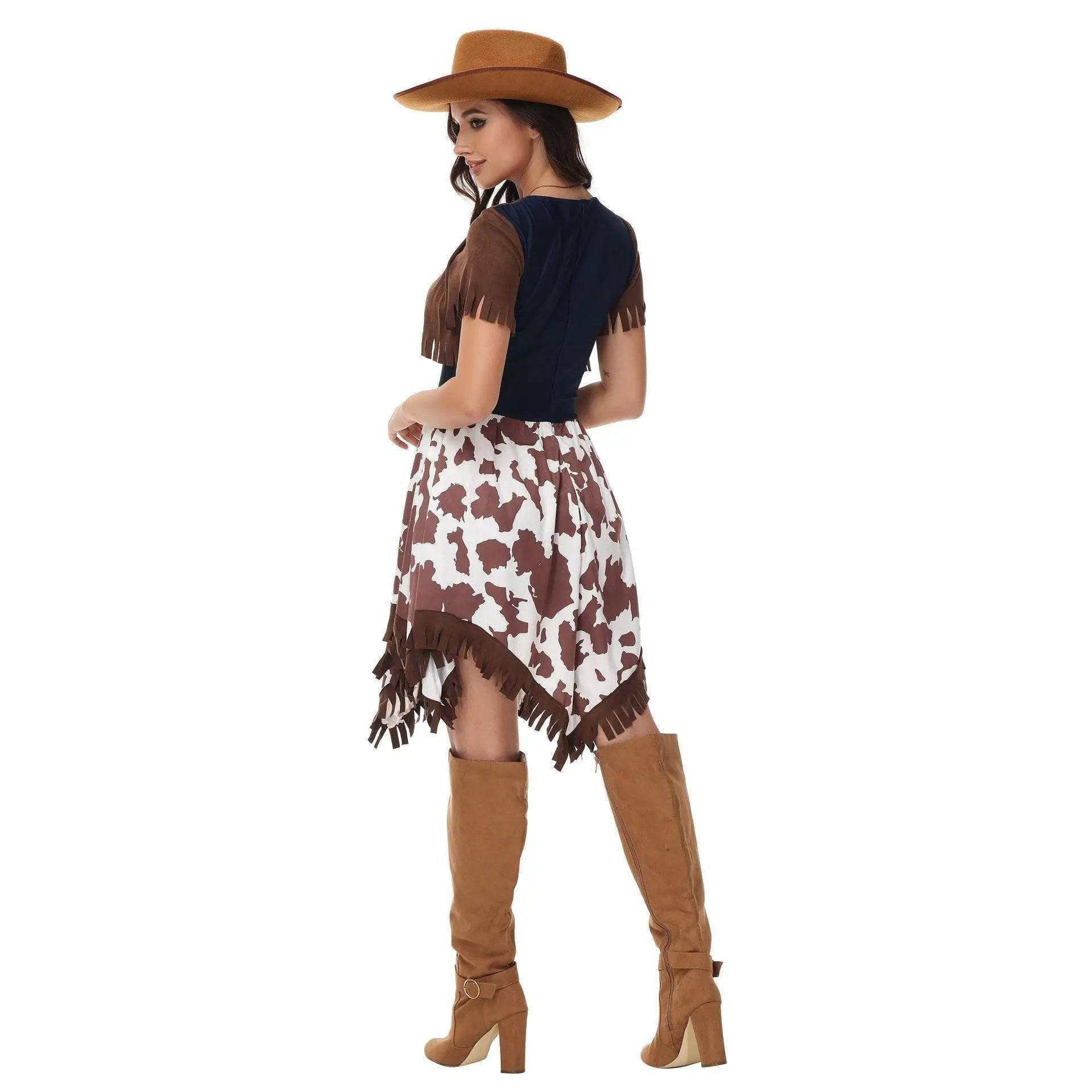 Wild west fancy western cowboy costume women's One Piece dress stage - Ecosfun