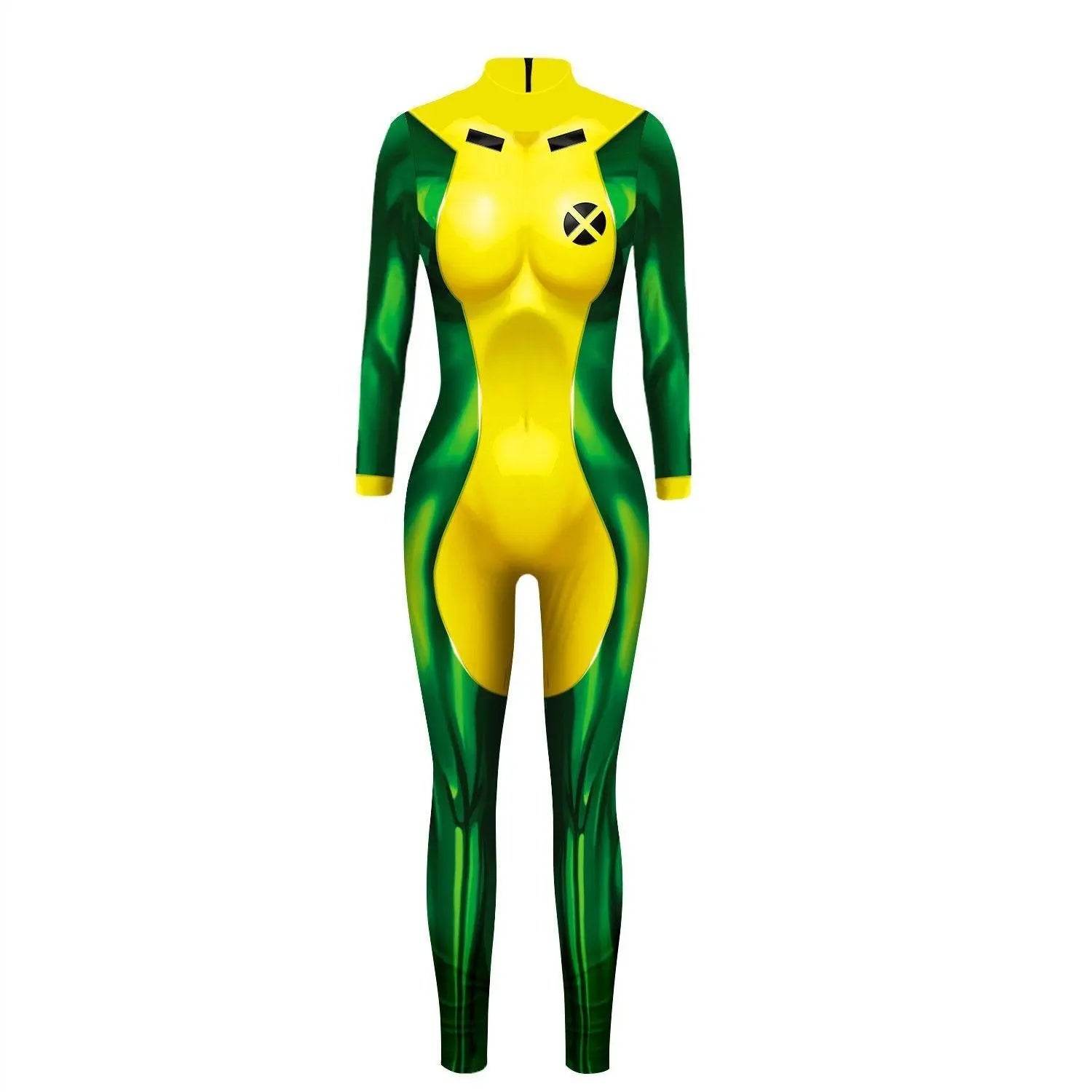 X Men Rogue Costume Zentai Bodycon Jumpsuit Halloween Cosplay - Ecosfun