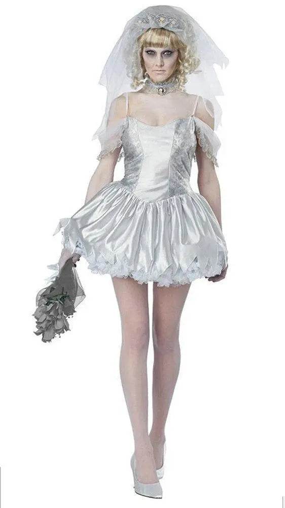 Zombie Bride Dress Fancy Dress Costume Halloween - Ecosfun