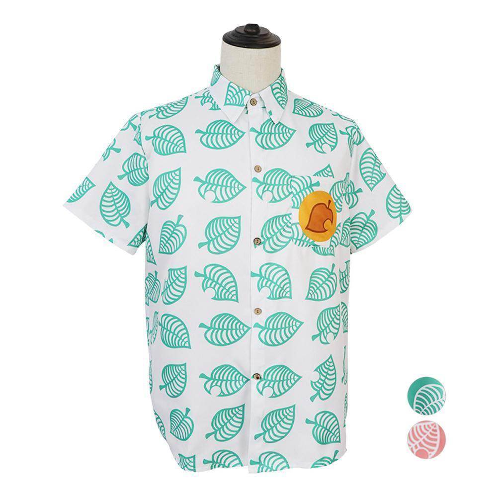 Animal Crossing Button Up Shirt Costume Cosplay Leaf Tee Shirts Top Halloween Outfit Dress Up For Adults - Ecosfun