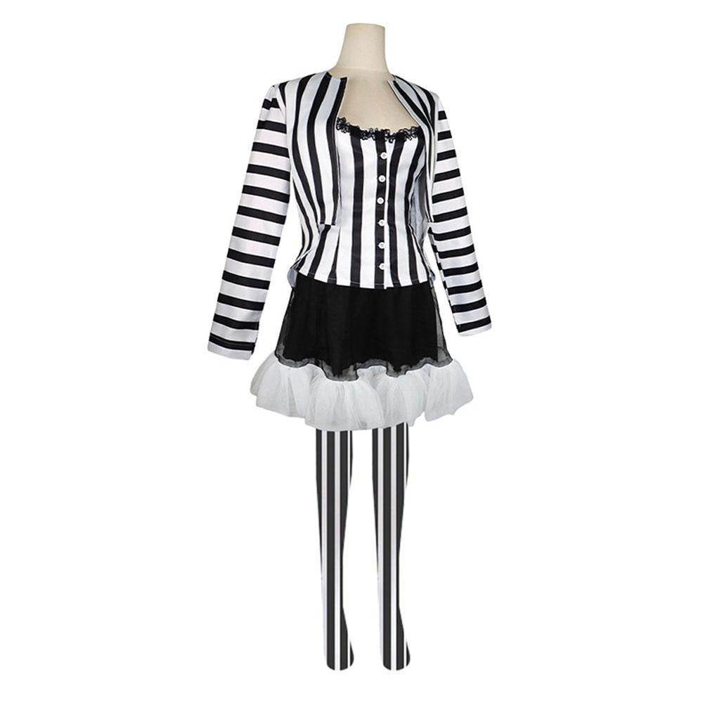 Beetlejuice 2 Costume Black and White Striped Women Dress Outfits - Ecosfun