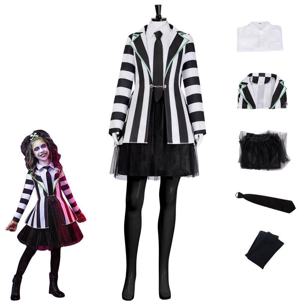 Beetlejuice Adult Kids Blazer Dress Costume For Women Girl - Ecosfun