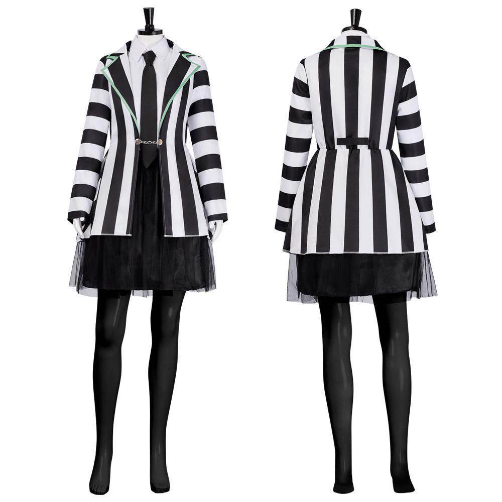 Beetlejuice Adult Kids Blazer Dress Costume For Women Girl - Ecosfun